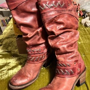 Corral red slouch boots size 8